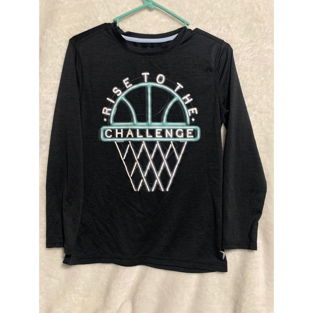 Old Navy Active Kids XL 14-16 Go-Dry Basketball Graphic Long Sleeve Shirt Black